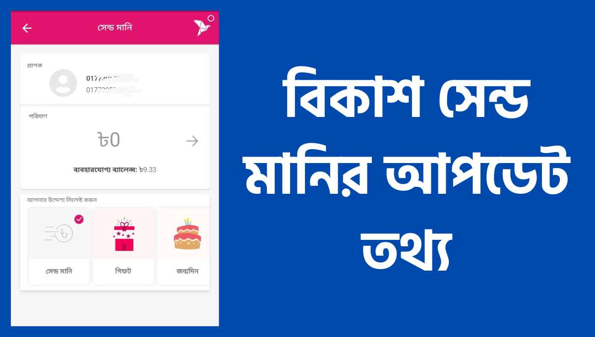 বিকাশ সেন্ড মানির আপডেট তথ্য, Bkash Send Money Update